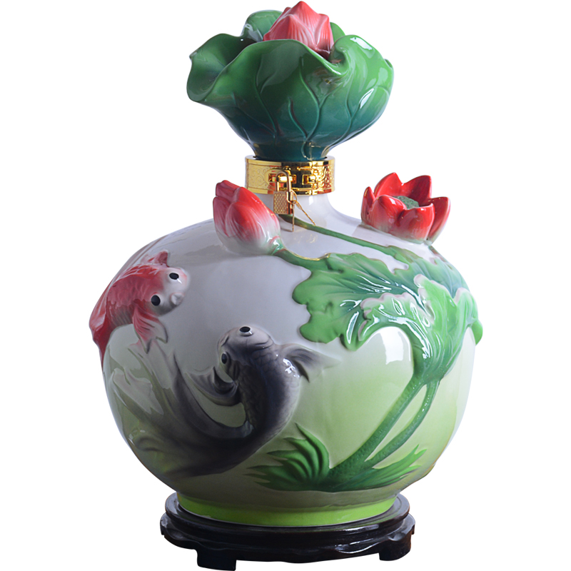 Jingdezhen ceramic 10 jins to take gift box protoplasmic wine jar art furnishing articles empty bottle seal wine pot