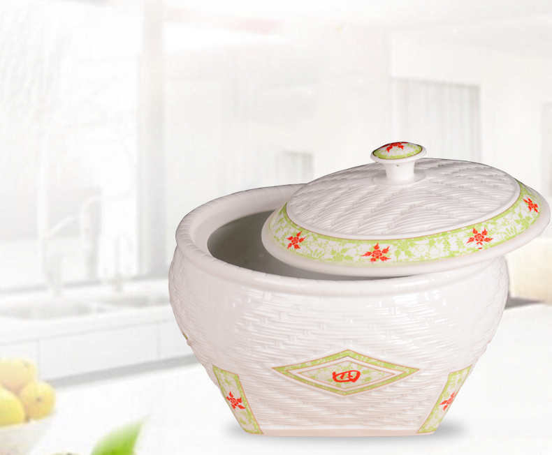 Ceramic barrel ricer box 10 jins 20 jins with cover storage insect moistureproof jingdezhen Ceramic pot rice bucket surface barrels