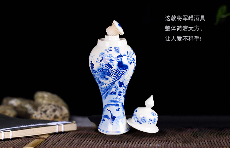 Jingdezhen ceramic bottle hand - made general blue and white porcelain pot jars liquor bottles of empty wine bottles general furnishing articles