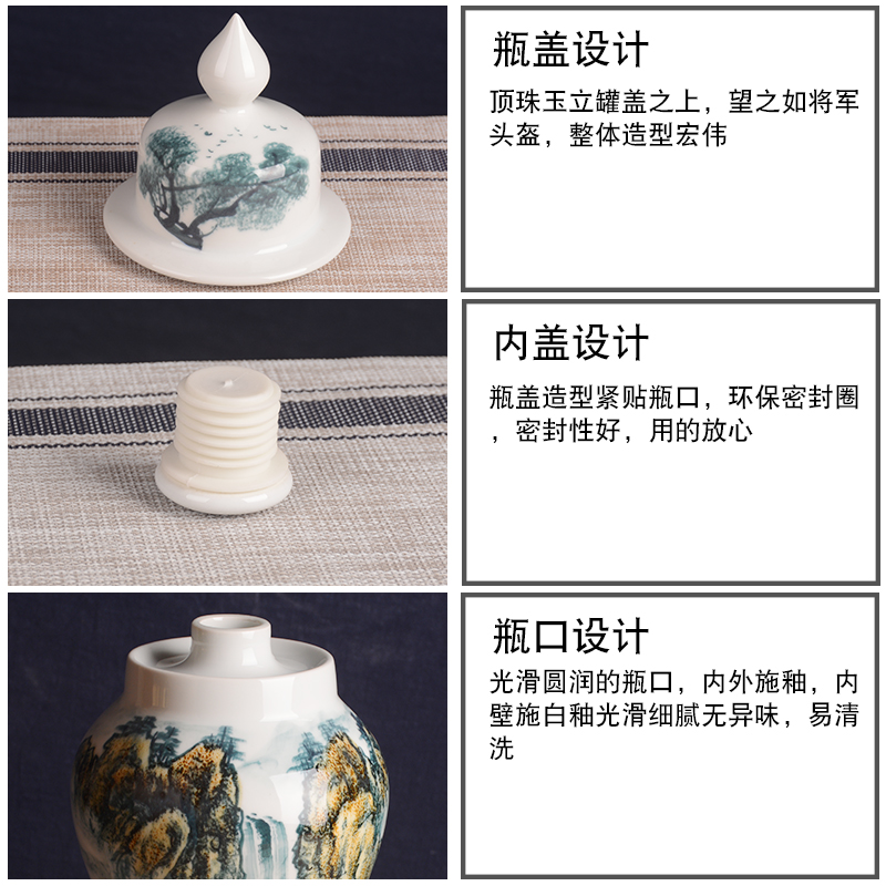 Jingdezhen blue and white archaize ceramic bottle creative home sitting room ark, furnishing articles of household ceramic seal tank jars