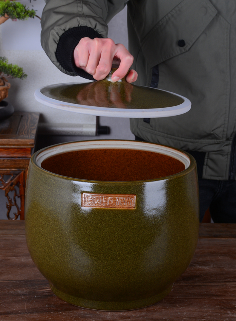 Jingdezhen ceramic barrel with cover home 15 kg 30 jins of 50 kg 100 vintage ricer box archaize seal storage tank