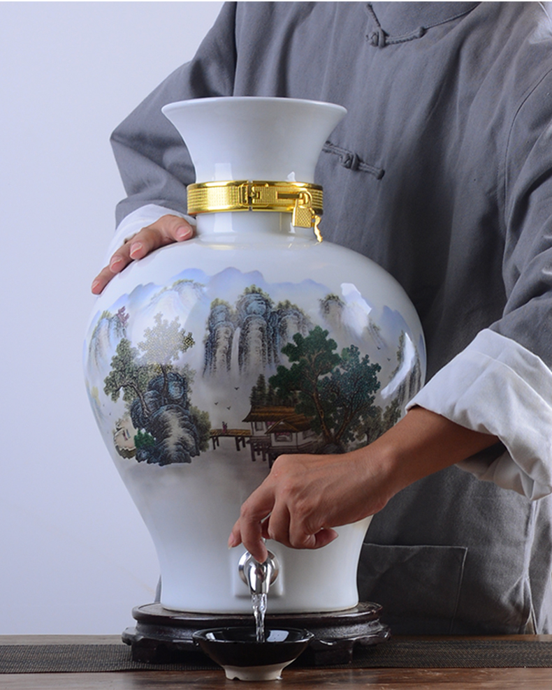 Jingdezhen ceramic jar with 10 jins 20 to 30 jins "bringing leading blank it archaize sealed mercifully wine