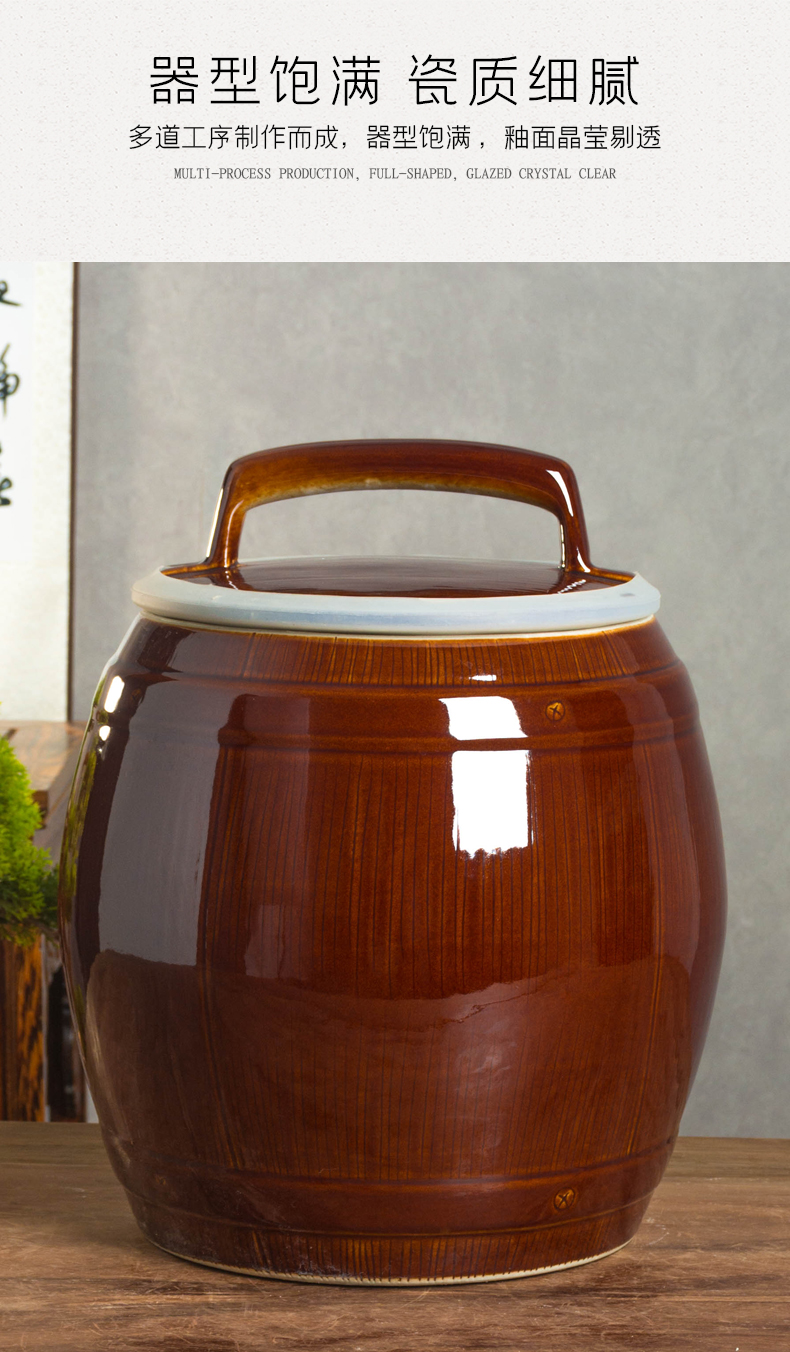 Jingdezhen ceramic barrel with cover home 10 jins 20 to 30 jins flour barrels of copy annatto old seal pot