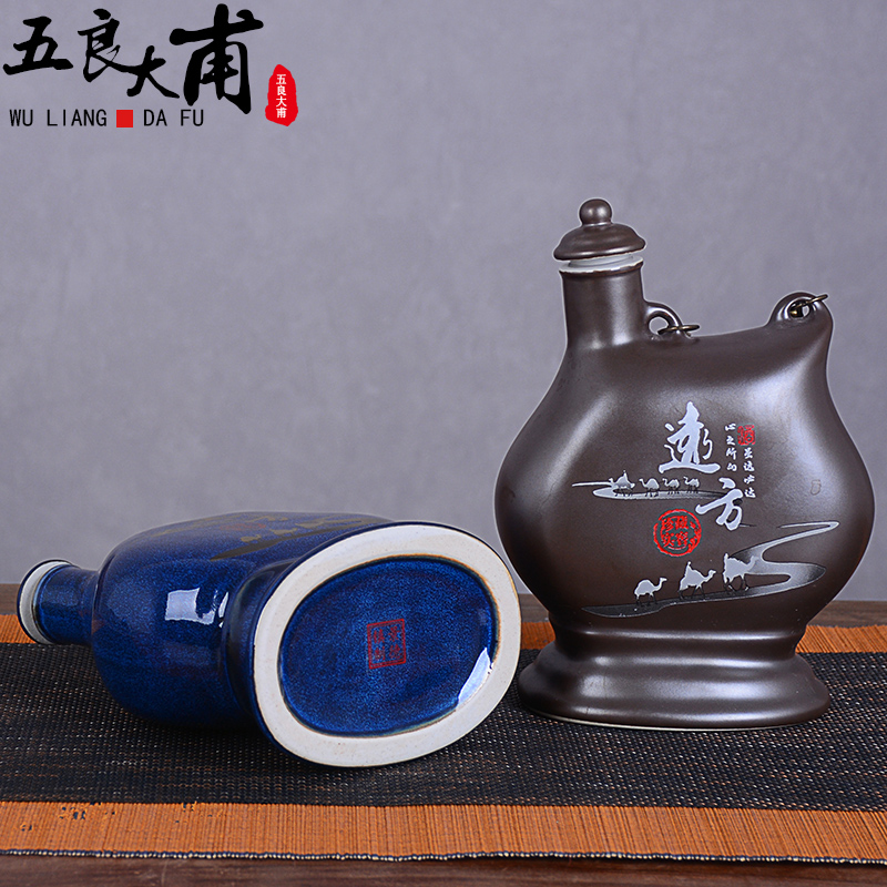 An empty bottle of jingdezhen ceramic 1 kg pack jar household creative liquor pot of wine gift box packing seal