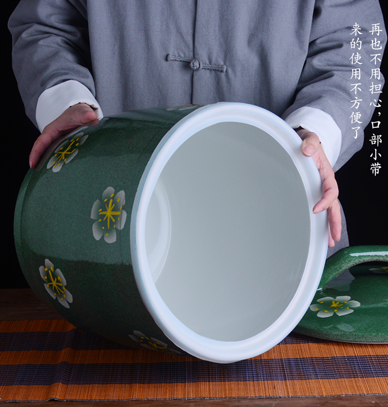 Jingdezhen ceramic barrel with cover home 10 jins 20 to 30 jins flour barrels old insect - resistant seal storage tank