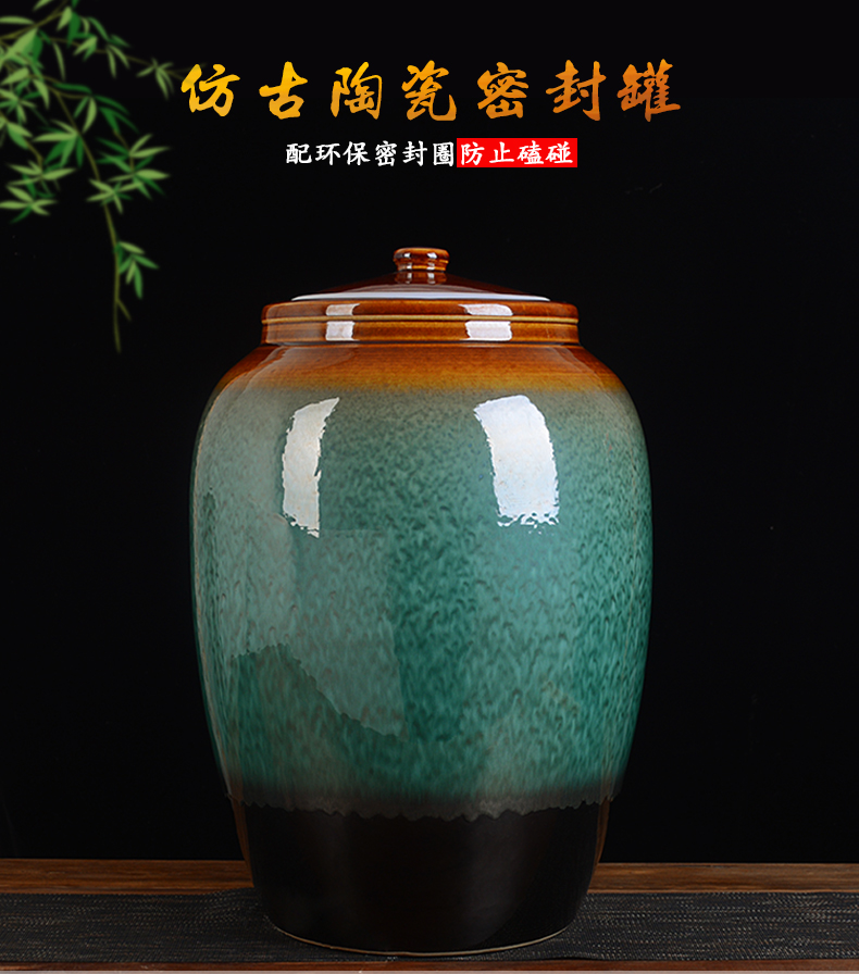 Jingdezhen ceramic barrel 50 pounds to ricer box household rice storage box with cover seal insect - resistant moistureproof ceramic storage tank