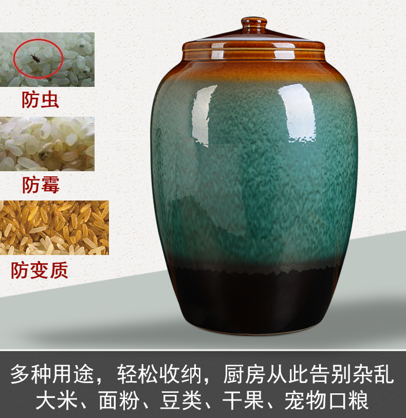 Jingdezhen ceramic barrel 50 pounds to ricer box household rice storage box with cover seal insect - resistant moistureproof ceramic storage tank