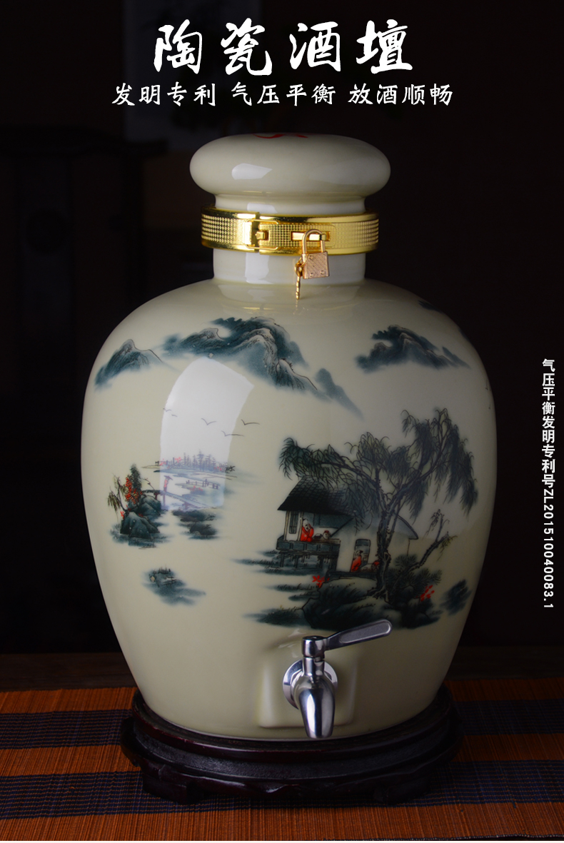 Jingdezhen ceramic wine jars home 10 jins 20 jins 30 to old seal wine liquor empty cylinders with the tap