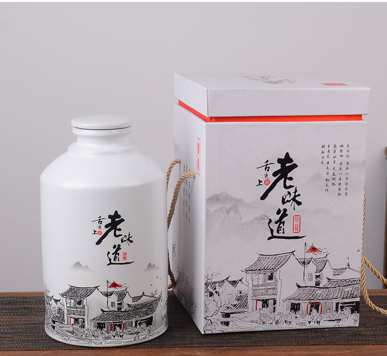 Small jingdezhen ceramic jar with gift box home 1 catty 2 jins of three catties 5 jins of 10 creative antique white wine bottles