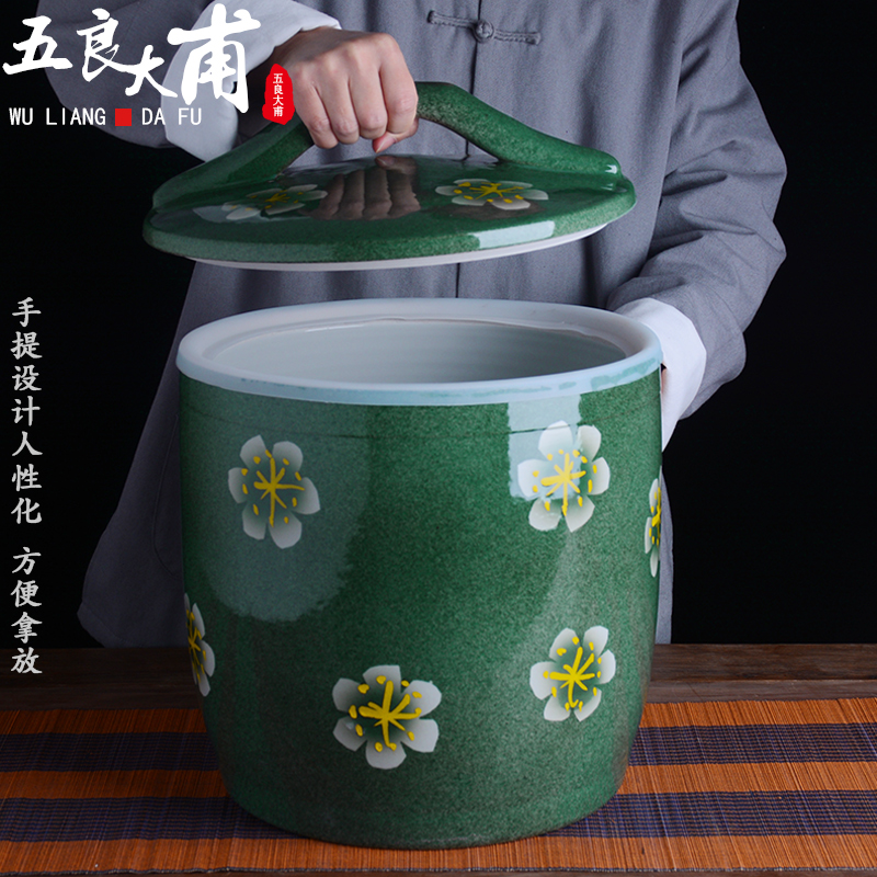 Jingdezhen ceramic barrel with cover home 10 jins 20 to 30 jins flour barrels old insect - resistant seal storage tank