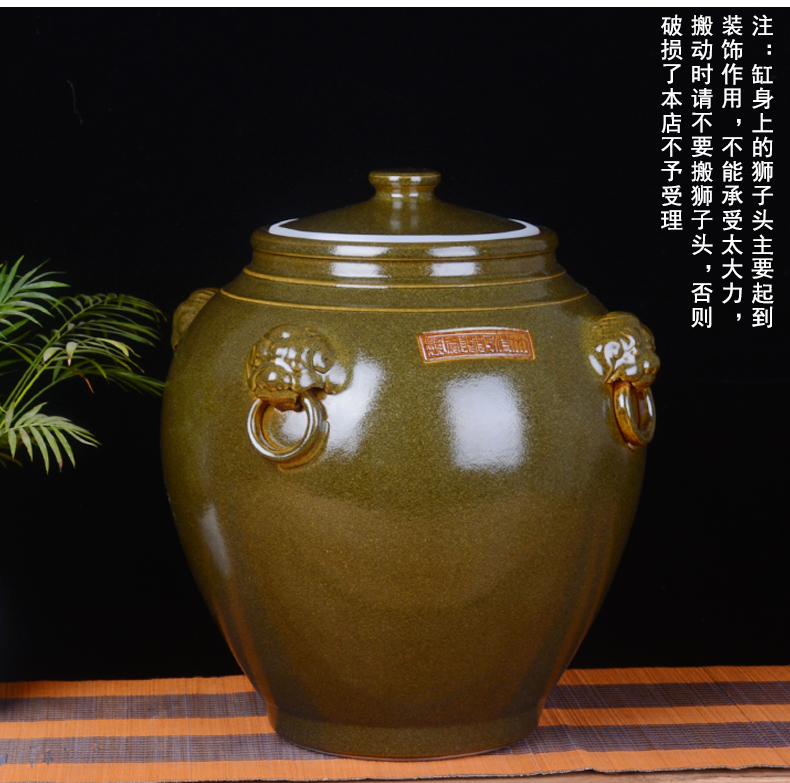 Jingdezhen ceramic it barrel household 50 kg 100 installed with cover face antique tea cylinder seal cylinder storage tank