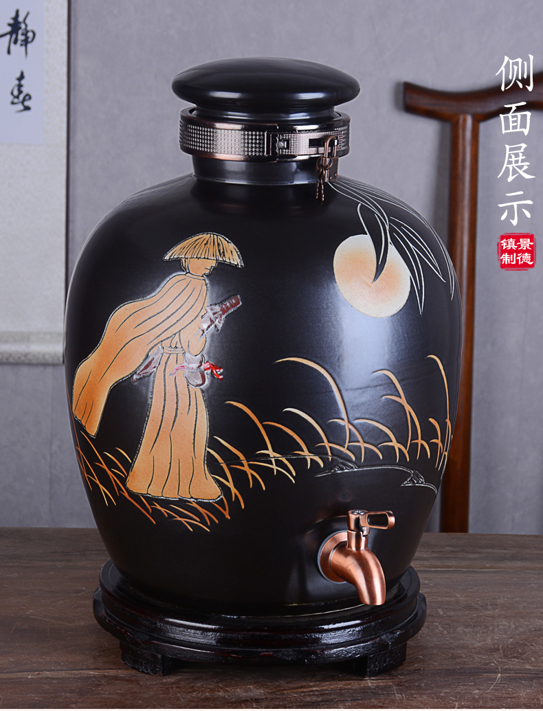 Archaize of jingdezhen ceramic wind mercifully wine jars home 10 jins 20 jins 30 jins 50 it with leading seal wine