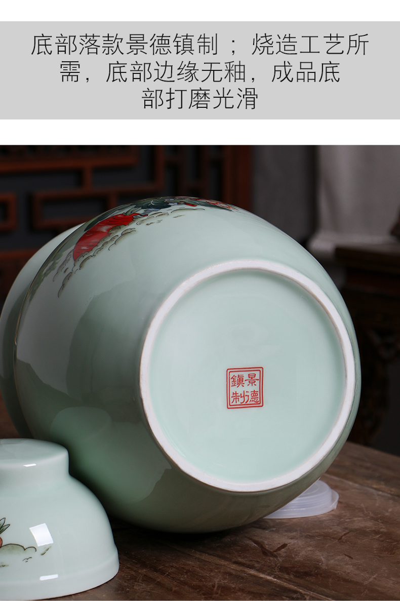 Jingdezhen ceramic household pickle jar thickening old pickles preserved salted duck dense eggs cylinder double cover seal storage tank