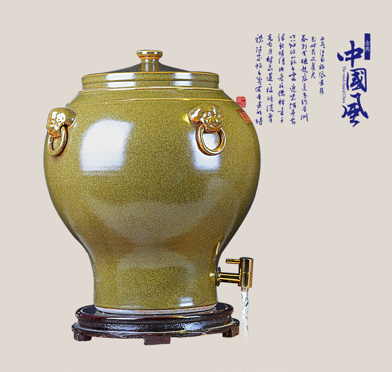 Jingdezhen ceramic jars at the end of the water bucket cylinder barrel 30 jins 50 kg 100 catties 200 jins with leader