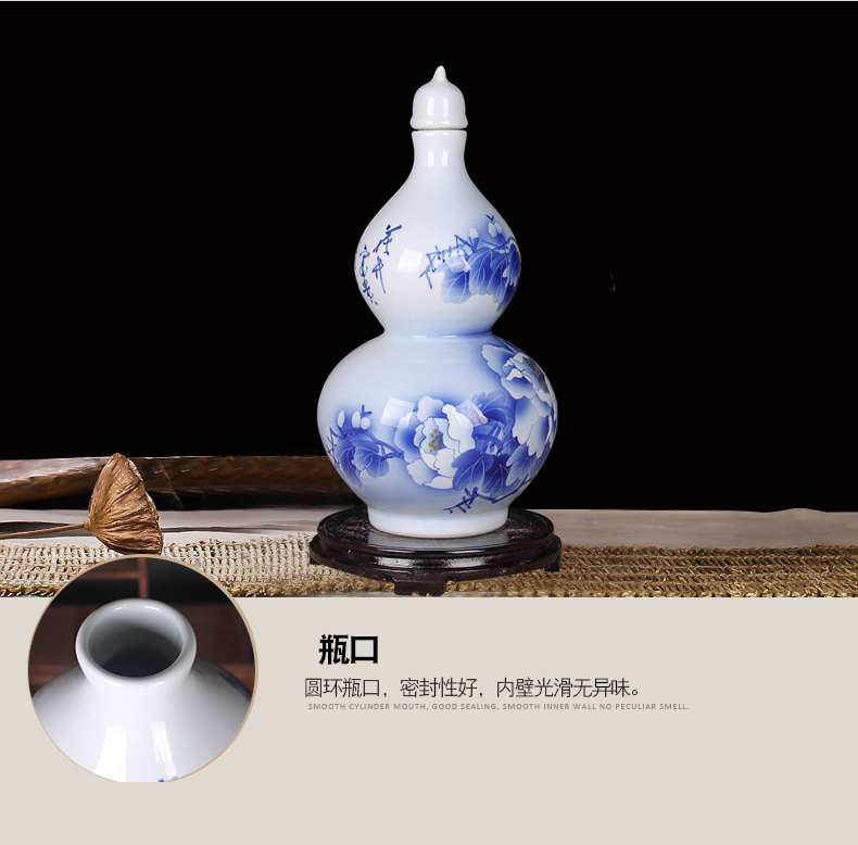 Gourd bottle hand - made ceramics jingdezhen ceramics hip wine wine sealed container 10 jins of bottle