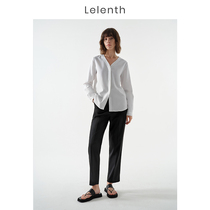 Lehlen Career suit Western pants 2022 Spring workout temperament minimalist Long sleeve white shirt commuter V collar blouse