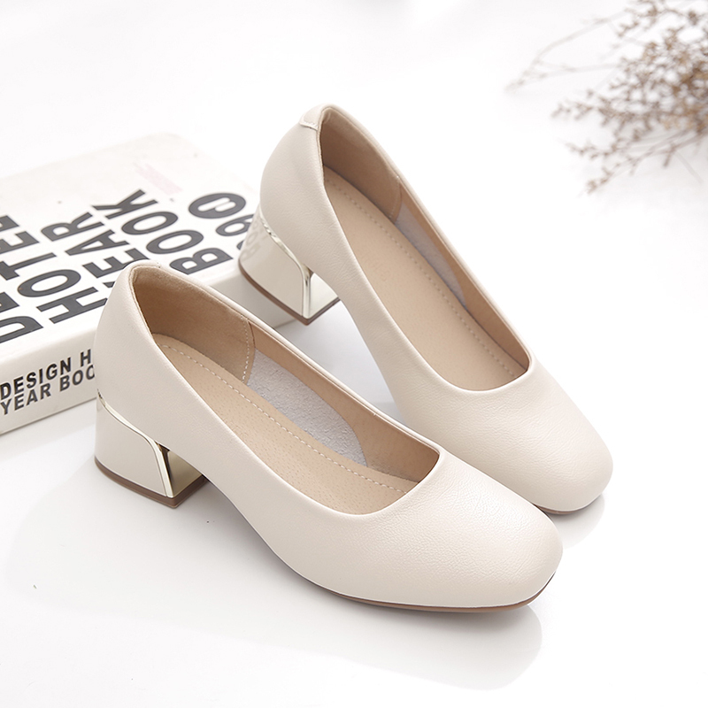 Chunky Heel Women's Shoes 2026 Spring New Style Comfortable and Not Tiring Square Toe Shoes Versatile Mary Jane Elegant High Heels Chunky Heel Women's Shoes 2026 Spring New Style Comfortable and Not Tiring Square Toe Shoes Versatile Mary Jane Elegant High Heels