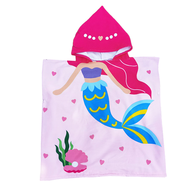 Bath towel cloak with large swimming beach bathing towels with cap to increase windproof and warm children baby swimming bath towels