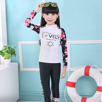  Childrens wetsuits girls swimwear mid-size virgins girls long-sleeved seaside sunscreen warm quick-drying one-piece swimsuit