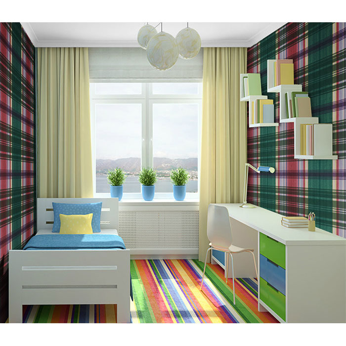 American Imported Pure Paper Wallpaper American Country British square lattice living room children's bedroom Background Wallpaper