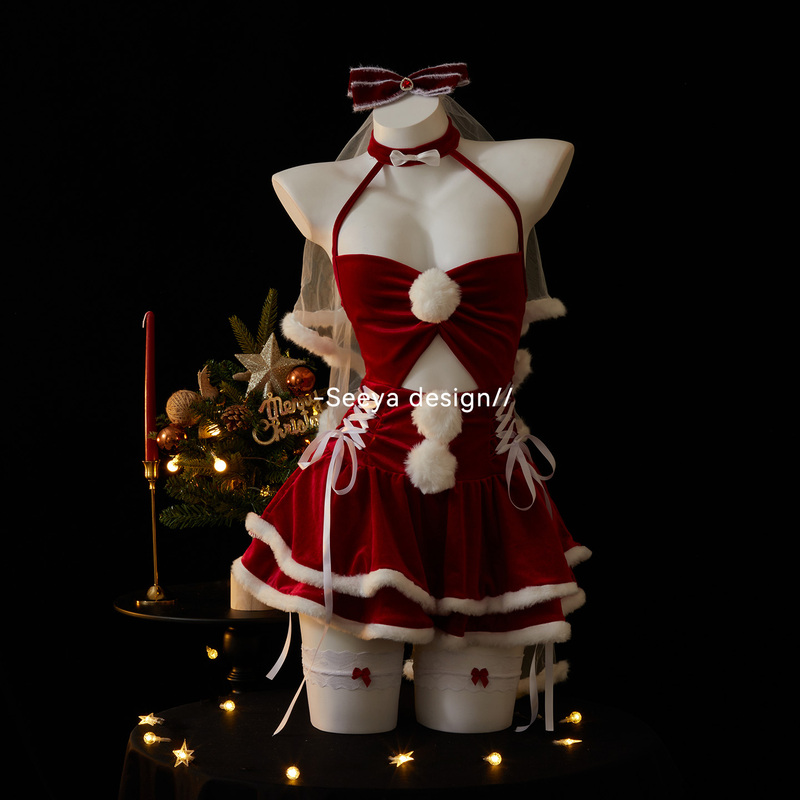 Seeya New Year Carnival Sexy Winter Red Velvet Christmas New Year's Eve Outfit Pure Desire Date Nightclub Party Photoshoot