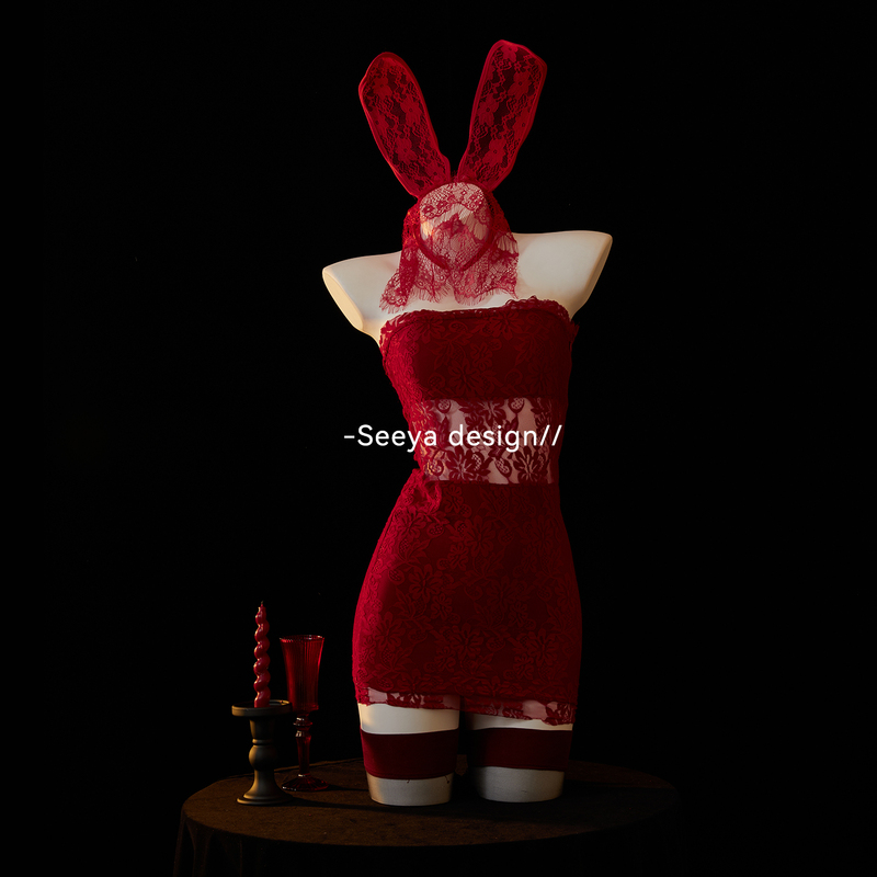 Seeya Hot Flame Halloween Bunny Girl Cosplay Sexy Uniform Nightdress Lace Christmas New Year Qqny