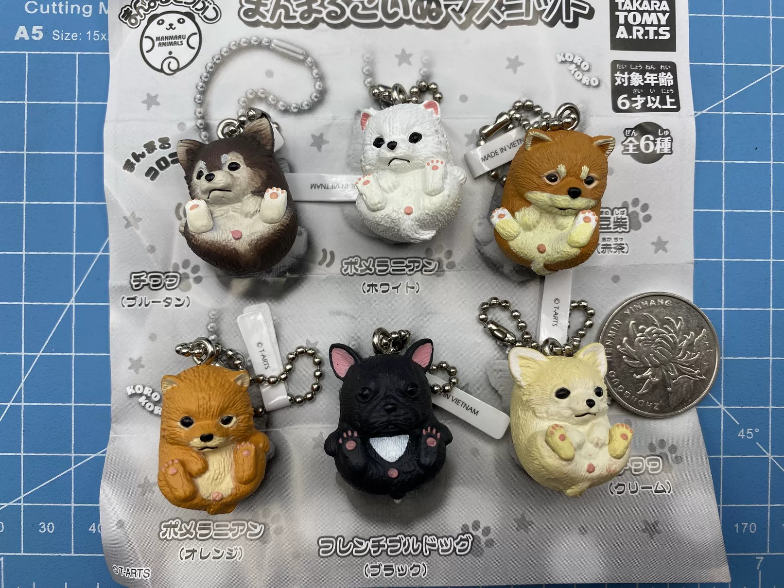 Подлинный TAKARA TOMY Bobo Dog Rolling Puppy Puppy Pendant Gacha Spot