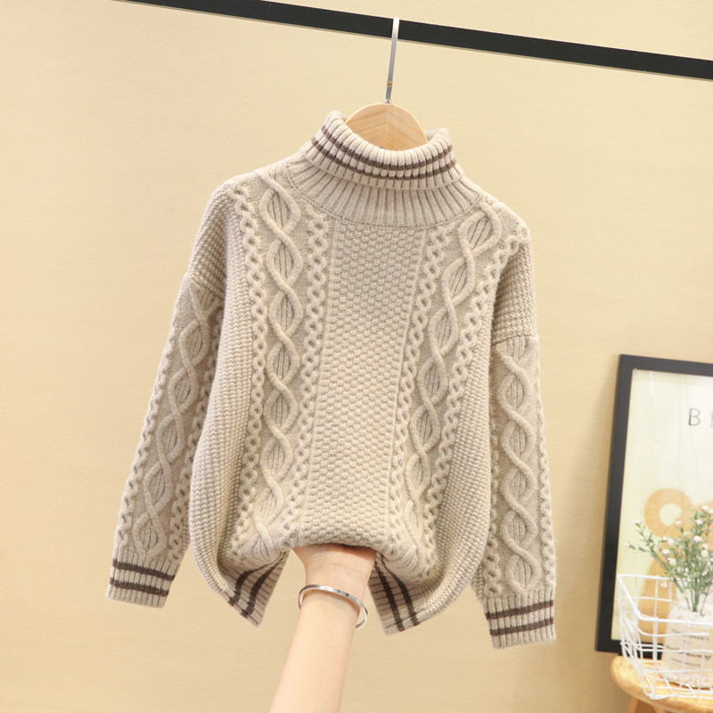 Boys Autumn Winter Wear 2021 New Children's Cardigan Boys High Neck Thick Baby Foreign Korean Sweater Tide