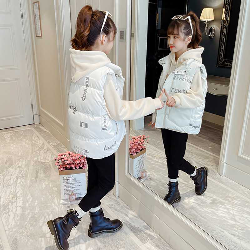 Girl's down cotton Machia Winter outside the Korean version of the Korean version 2021 new trendy children's necropolis horse clip two sets