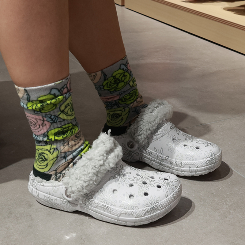 Crocs Warm Cotton Clogs, Crocs Classic Sheep Wool Snowflake White Model, Fleece-Lined Cotton Slippers for Men and Women 214285 Crocs Warm Cotton Clogs, Crocs Classic Sheep Wool Snowflake White Model, Fleece-Lined Cotton Slippers for Men and Women 214285