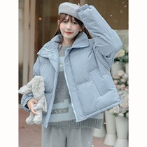Short loose thick bread clothes cotton clothes women 2021 Winter new Japanese college style blue warm coat