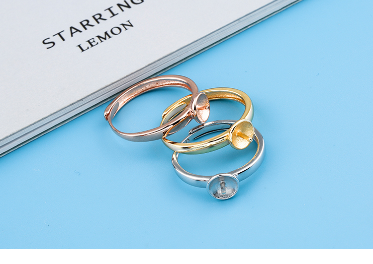 S925 bạc phổ quát nhẫn trống hỗ trợ đầu phẳng với kim nhiều vòng bạc hỗ trợ nam và nữ nhẫn hỗ trợ DIY khung khay ngọc trai nhẫn vàng nữ 18k