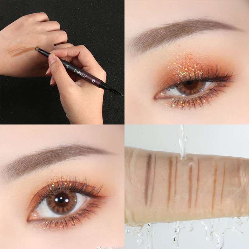 Dark coffee light coffee color eyebrow pencil small triangle head three-dimensional automatic rotation with eyebrow brush waterproof beginner easy-to-use gray