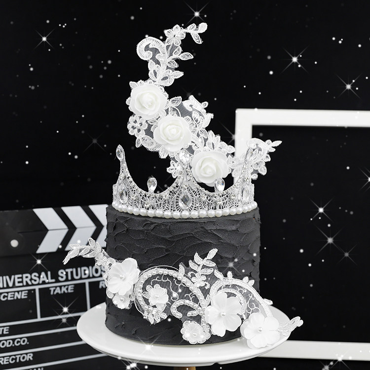 Baking Cake Decoration Lace Crown Cake Decoration Hem lace Lace Flowers Surround Birthday Cake Dress