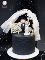 Baking cake decoration ins Wind lace mesh flower door marriage proposal wedding plug-in dessert table dress card