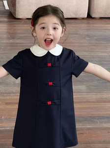 Back-To-School Season Intellectual Summer Girls' College-Style Soft Dress with Doll Collar, Simple and Stylish Dress for