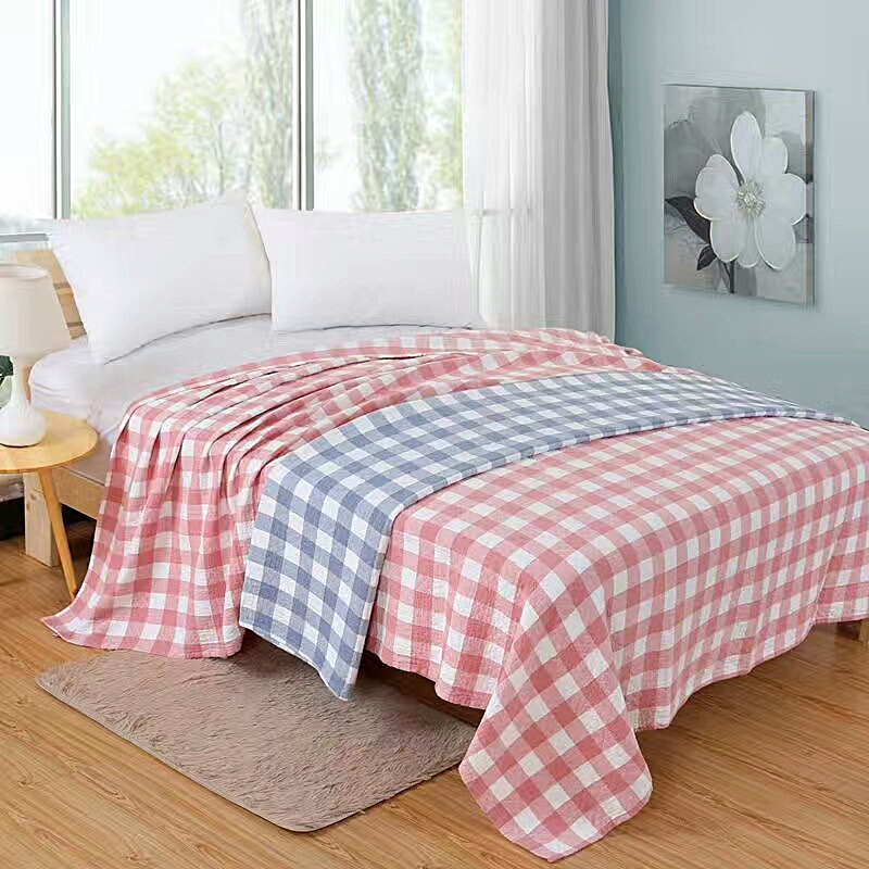 Japanese three-layer gauze towel was washed cotton single and double summer cool quilt air-conditioned nap cover blanket plaid leisure blanket