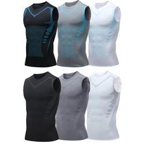 Summer mens quick-drying ice silk fitness sports sleeveless undershirt outdoor basketball breathable training printed tight vest