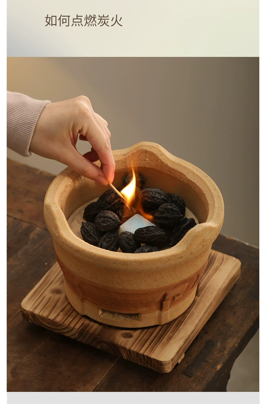 Shangyanfang cẩn thận lựa chọn bùn đỏ pha trà kiểu Trung Quốc quanh bếp lửa than bếp than nhỏ lọ gia dụng ấm trà ngoài trời bộ trà rang đầy đủ