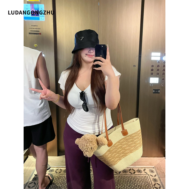 Braised Egg Princess 2026 New Summer Plus-Size White Regular Shoulder Short-Sleeve T-Shirt Half-Sleeve Top Women's Thin Style Braised Egg Princess 2026 New Summer Plus-Size White Regular Shoulder Short-Sleeve T-Shirt Half-Sleeve Top Women's Thin Style