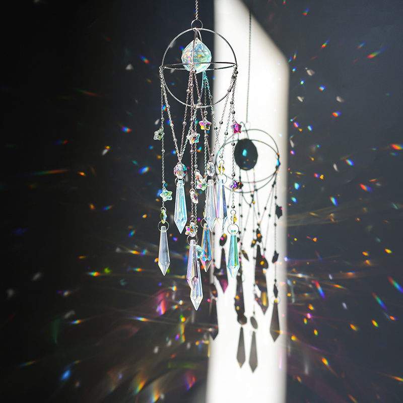 Girl Rooms Romantic Wind Bells Sun Catcher Crystal Pendants Sunshine Rainbow Dreamnet Moon Stars Pendant-Taobao