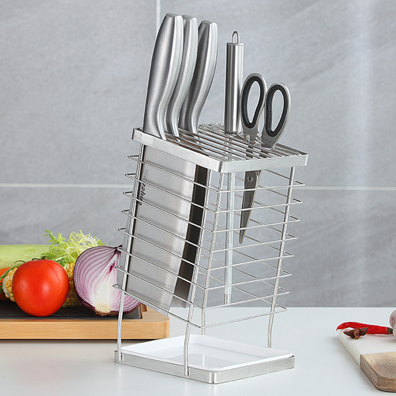 Knife Holder Knife Holder 304 Stainless Steel Home Kitchen Multifunction Containing Kitchen Knife cutter Kitchen Drain shelving