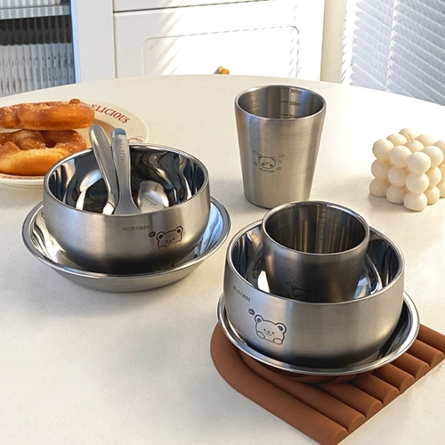 Детская посуда для прикорма, комплект, супница из нержавеющей стали, защита при падении, защита от ожогов