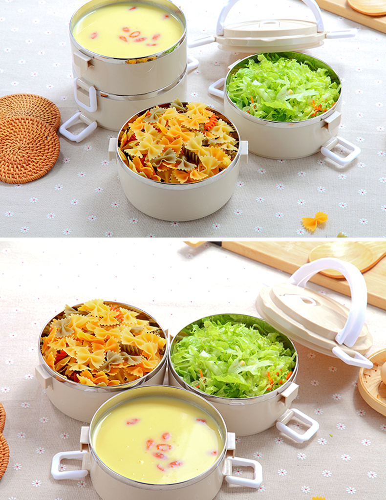 Hộp đựng đồ ăn bằng thép không gỉ đơn giản, ngăn cách nhiệt dành cho người lớn dễ thương hộp cơm trưa dành cho nữ sinh viên 2 Hàn Quốc 3 lớp có nắp hộp đựng đồ ăn trưa hộp ủ cơm điện