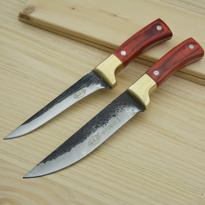 Ziqing work with flower pattern steel hand forged and split knife Bone Knife Multi Purpose Cutter Sell Meat Cleaved Pig Knife shaved knife