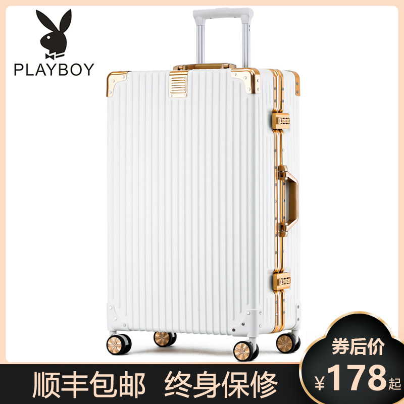 Flower Playboy Suitcase Pull-Lever Box Woman 24 Inch Male Universal Wheel Travel 26 Password 20 Boarding Leather Case Durable