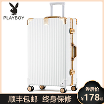 Flower Playboy suitcase Suitcase Pull Lever Box Woman 24 inch male universal wheel travel 26 password 20 Boarding Leather Case Durable