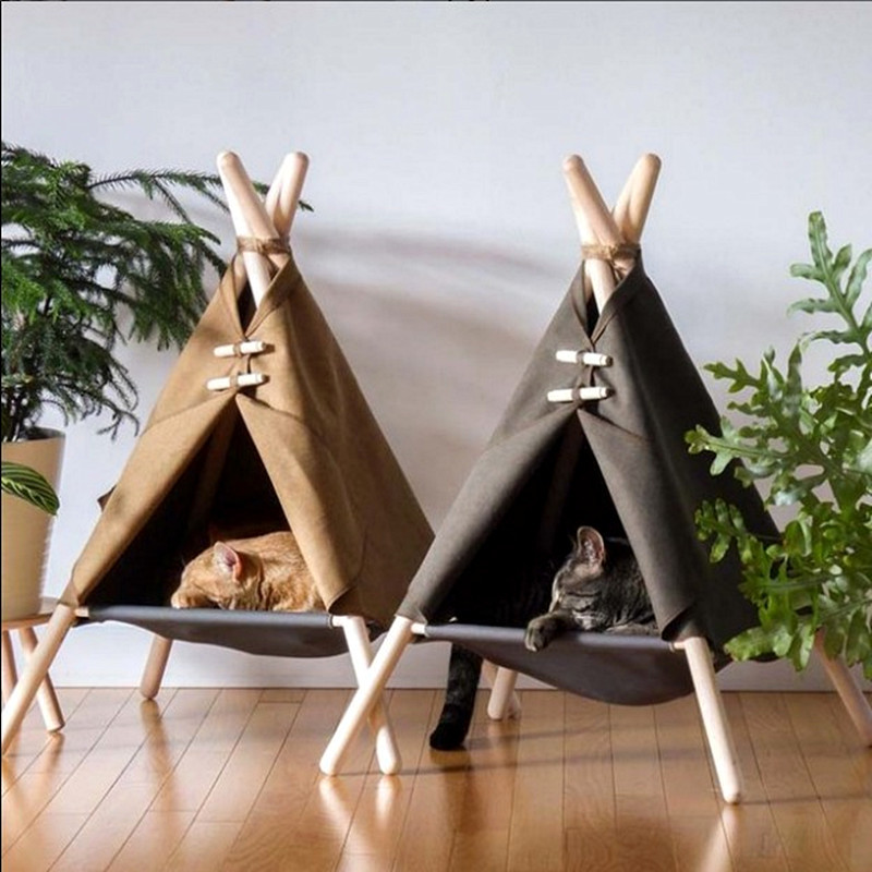 Outdoor Cat Safe Sleeping Nest Pet Triangle Tent Elevated Hammock Cat Cave Outdoor Tent Summer Cat and Dog House