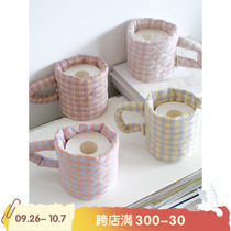 BLEU et ROSE(盆栽杯)棋盘格ins设计感抽纸收纳袋纸巾套卷纸筒