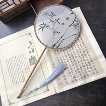 Su embroidery finished fan long handle double-sided embroidery Xiangfei Bamboo Bamboo Fan Hanfu accessories with gift box gifts